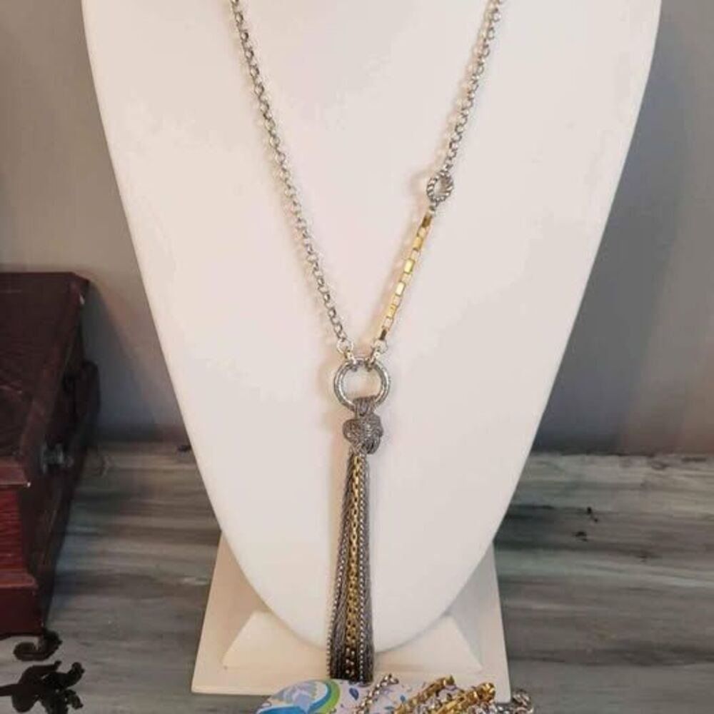 Brighton Two Tone 3 Strand Tassel Necklace Set